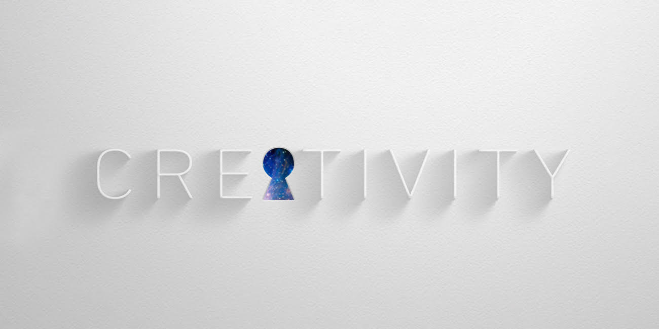 "Creativity" written out, with the "A" as a punched out keyhole