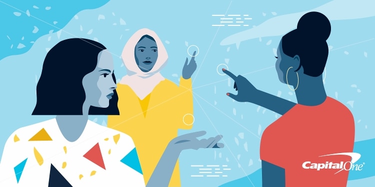 Three women gesturing