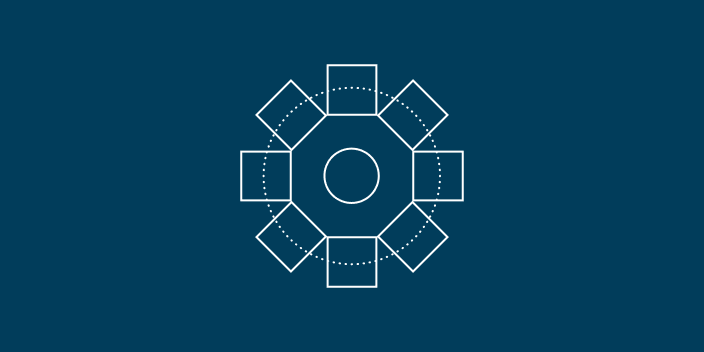 Rubicon software engineering illustration against dark blue background