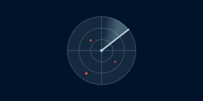 illustration of radar sweep against navy blue background