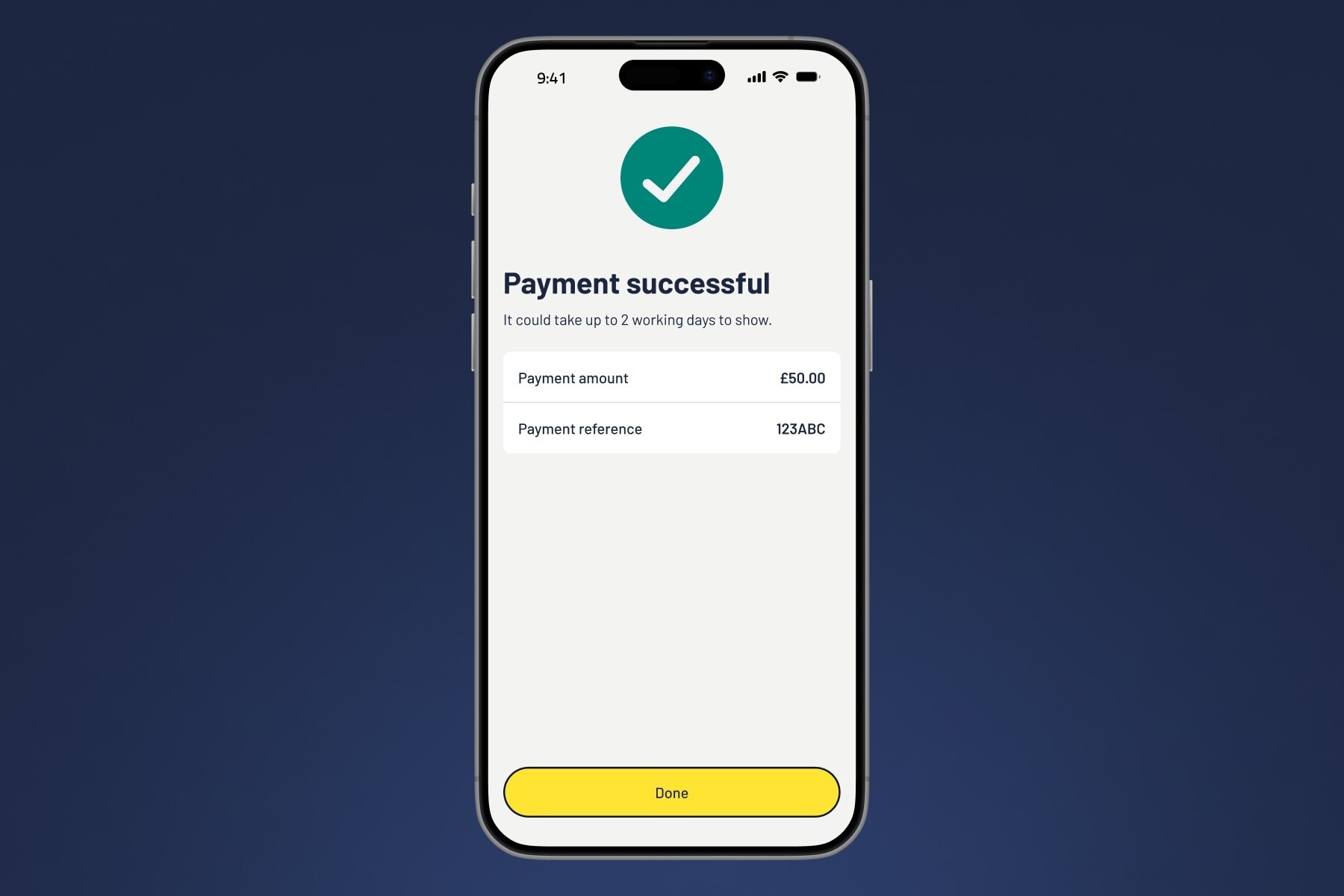 App payment successful screen