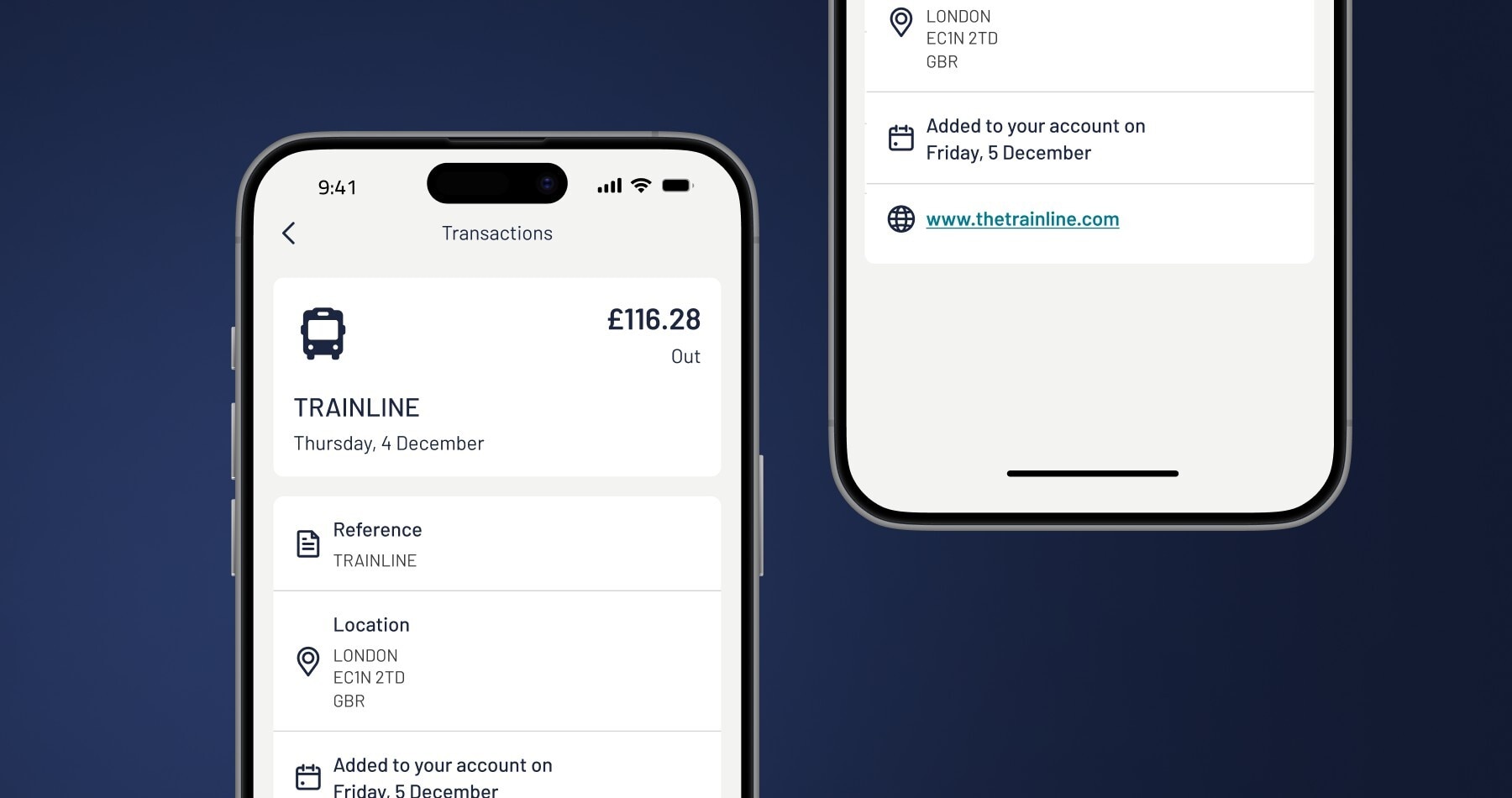 App transactions screen